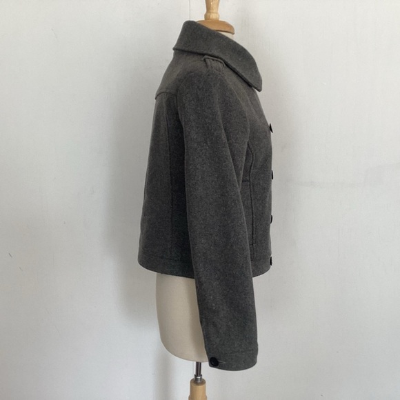 Old Navy Y2K cropped double breasted gray wool blend /epaulets pea coat Medium P - Picture 3 of 12
